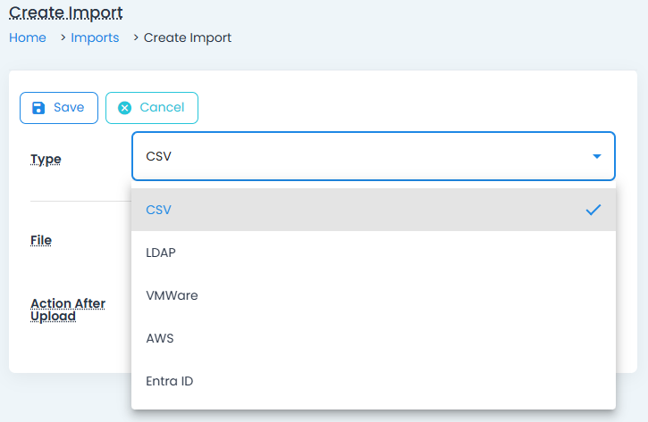 CSV import interface on 12Port platform for data management and integration.